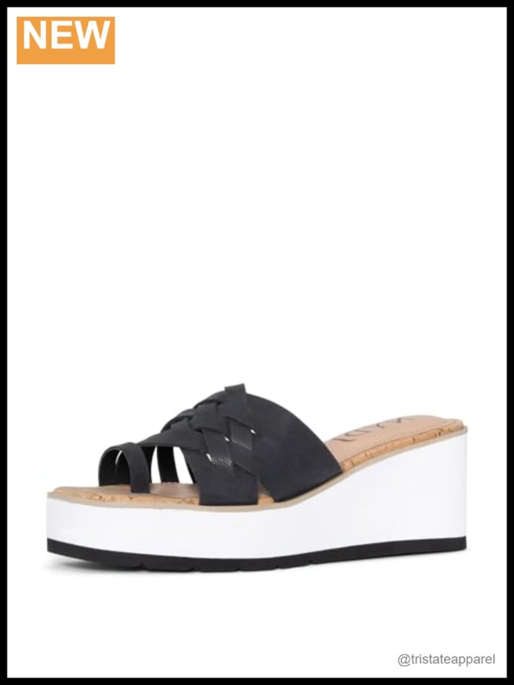 Suede Wedge Sandals with Interwoven Straps and Toe Ring